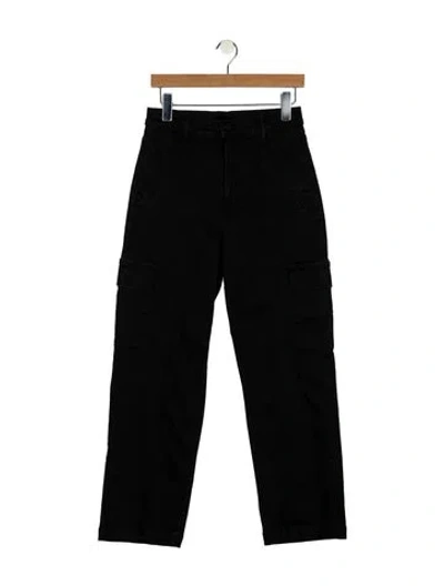 Pre-owned Mother High-rise Straight Leg Jeans In Black