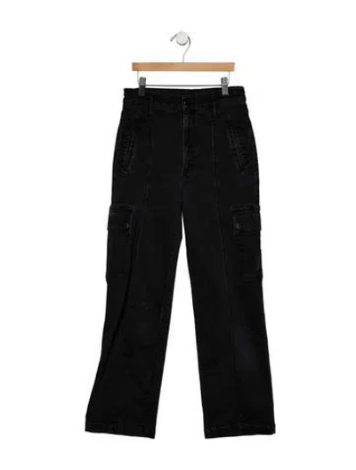 Pre-owned Mother High-rise Straight Leg Jeans In Black