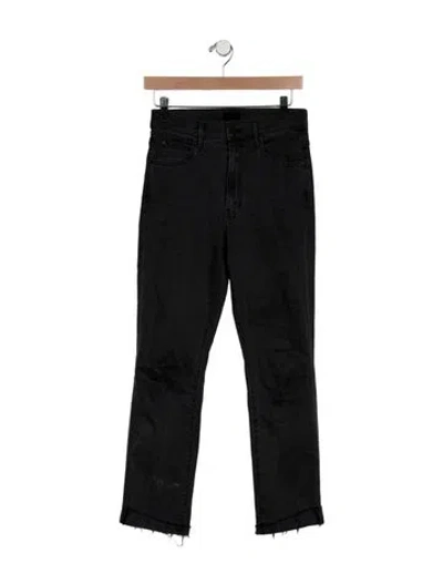 Pre-owned Mother High-rise Straight Leg Jeans In Black