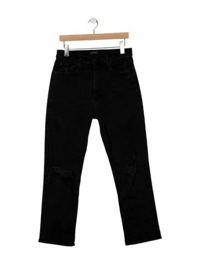 Pre-owned Mother High-rise Straight Leg Jeans In Black