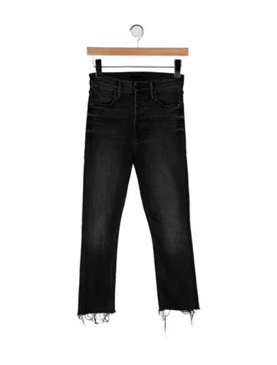 Pre-owned Mother High-rise Straight Leg Jeans In Black