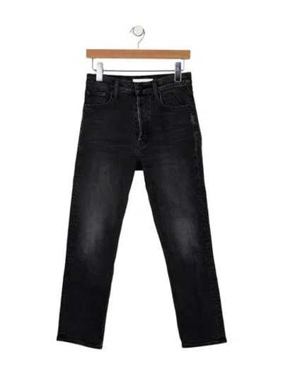 Pre-owned Mother High-rise Straight Leg Jeans In Black
