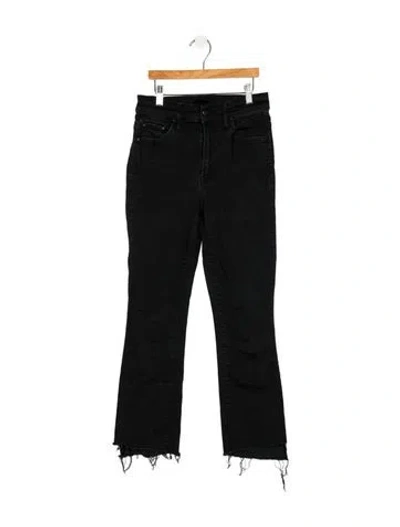 Pre-owned Mother High-rise Straight Leg Jeans In Black