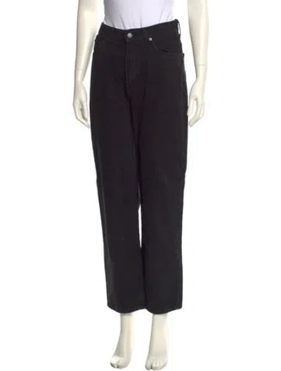 Pre-owned Mother High-rise Straight Leg Jeans In Black