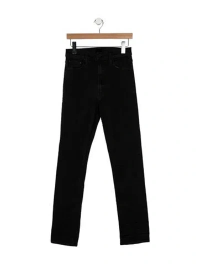 Pre-owned Mother High-rise Straight Leg Jeans In Black