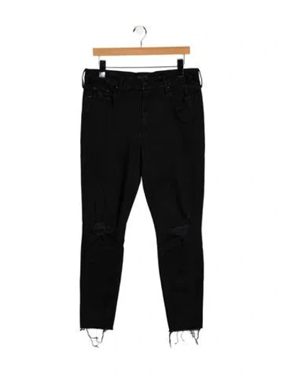 Pre-owned Mother High-rise Straight Leg Jeans In Black