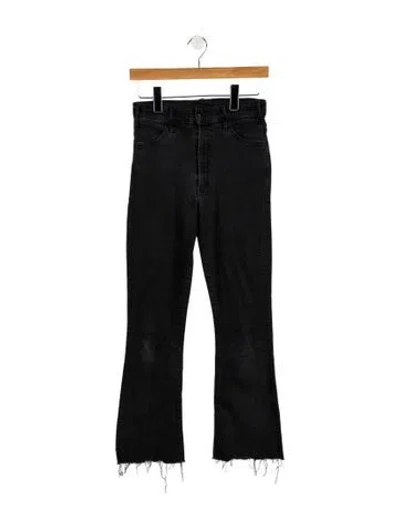 Pre-owned Mother High-rise Straight Leg Jeans In Black