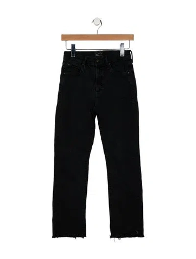 Pre-owned Mother High-rise Straight Leg Jeans In Black