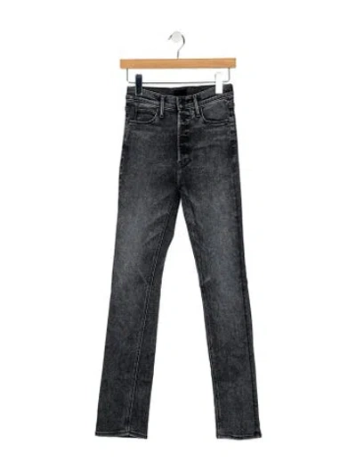 Pre-owned Mother High-rise Straight Leg Jeans In Black
