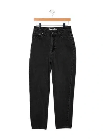Pre-owned Mother High-rise Straight Leg Jeans In Black