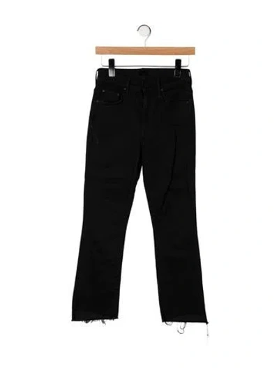 Pre-owned Mother High-rise Straight Leg Jeans In Black