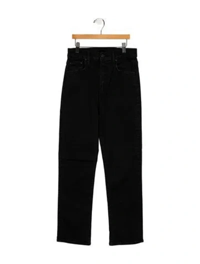 Pre-owned Mother High-rise Straight Leg Jeans In Black