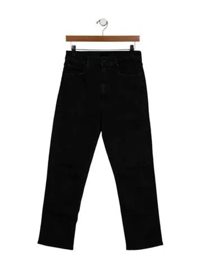 Pre-owned Mother High-rise Straight Leg Jeans In Black