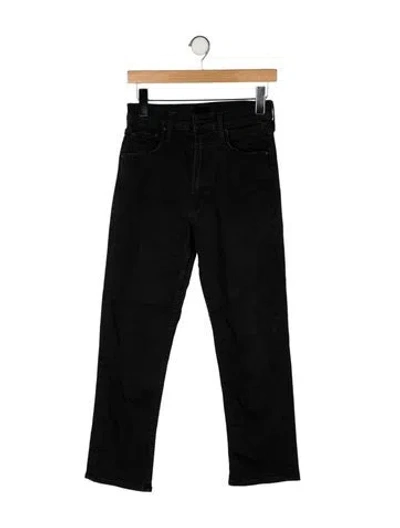 Pre-owned Mother High-rise Straight Leg Jeans In Black