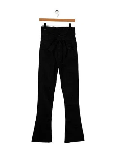 Pre-owned Mother High-rise Straight Leg Jeans In Black
