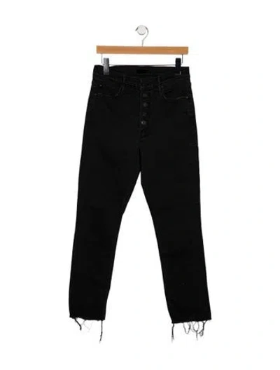 Pre-owned Mother High-rise Straight Leg Jeans In Black