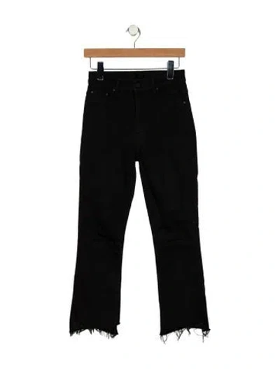 Pre-owned Mother High-rise Straight Leg Jeans In Black