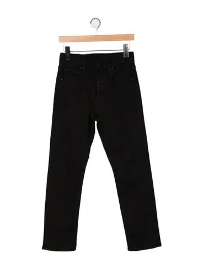 Pre-owned Mother High-rise Straight Leg Jeans In Black