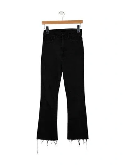 Pre-owned Mother High-rise Straight Leg Jeans In Black