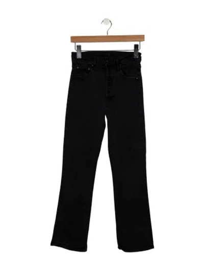 Pre-owned Mother High-rise Straight Leg Jeans In Black