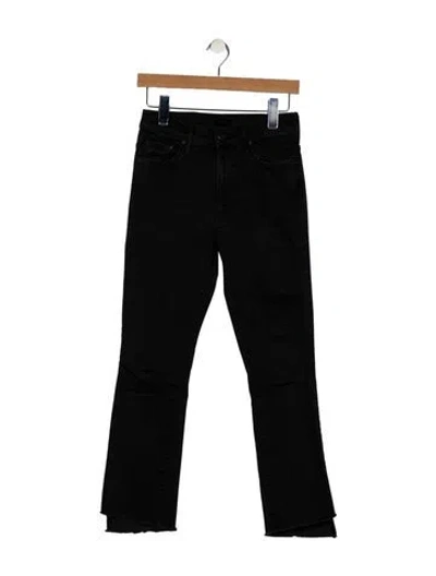 Pre-owned Mother High-rise Straight Leg Jeans In Black