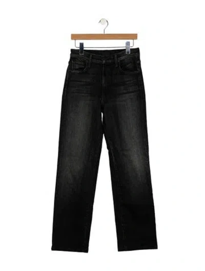 Pre-owned Mother High-rise Straight Leg Jeans In Black