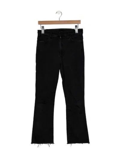 Pre-owned Mother High-rise Straight Leg Jeans In Black