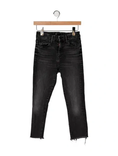 Pre-owned Mother High-rise Straight Leg Jeans In Black