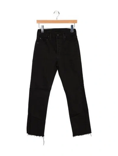 Pre-owned Mother High-rise Straight Leg Jeans In Black
