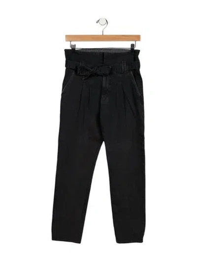 Pre-owned Mother High-rise Straight Leg Jeans In Black