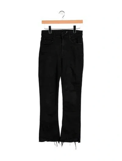 Pre-owned Mother High-rise Straight Leg Jeans In Black