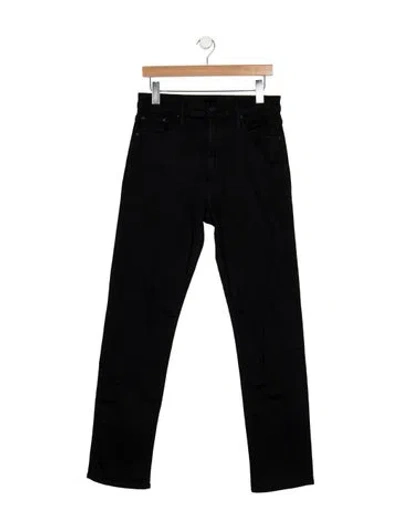 Pre-owned Mother High-rise Straight Leg Jeans In Black