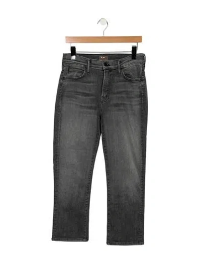 Pre-owned Mother High-rise Straight Leg Jeans In Black