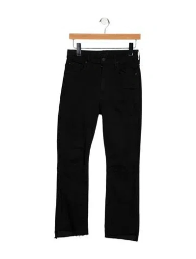 Pre-owned Mother High-rise Straight Leg Jeans In Black
