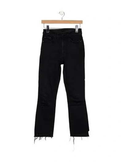 Pre-owned Mother High-rise Straight Leg Jeans In Black