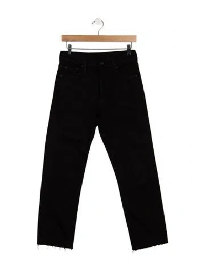 Pre-owned Mother High-rise Straight Leg Jeans In Black