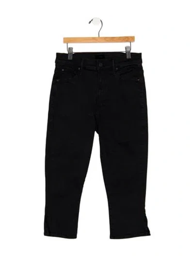 Pre-owned Mother High-rise Straight Leg Jeans In Black