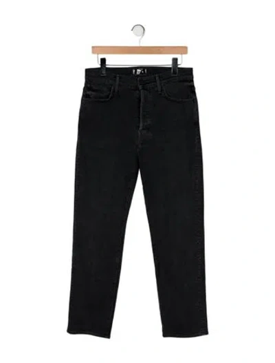 Pre-owned Mother High-rise Straight Leg Jeans In Black