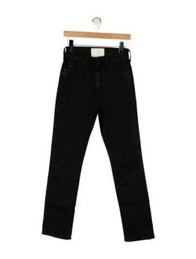 Pre-owned Mother High-rise Straight Leg Jeans In Black