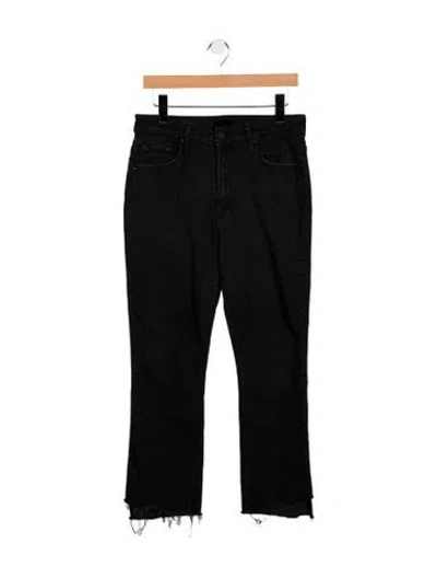 Pre-owned Mother High-rise Straight Leg Jeans In Black