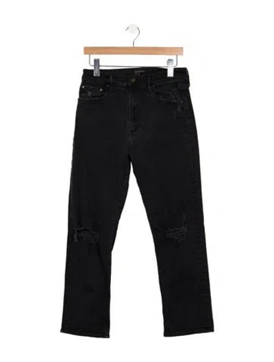 Pre-owned Mother High-rise Straight Leg Jeans In Black