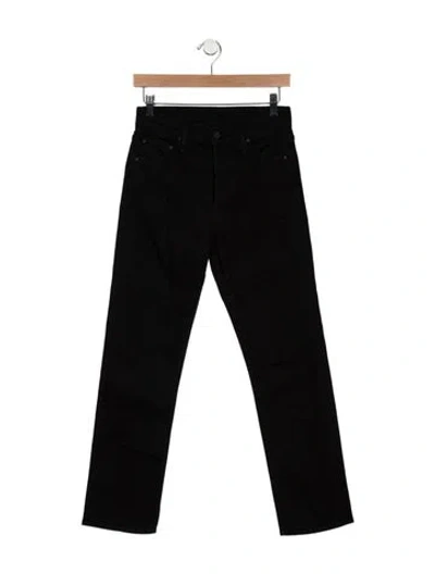 Pre-owned Mother High-rise Straight Leg Jeans In Black