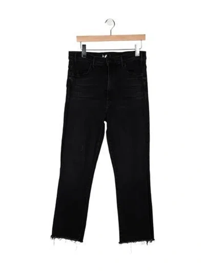 Pre-owned Mother High-rise Straight Leg Jeans In Black