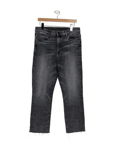 Pre-owned Mother High-rise Straight Leg Jeans In Black