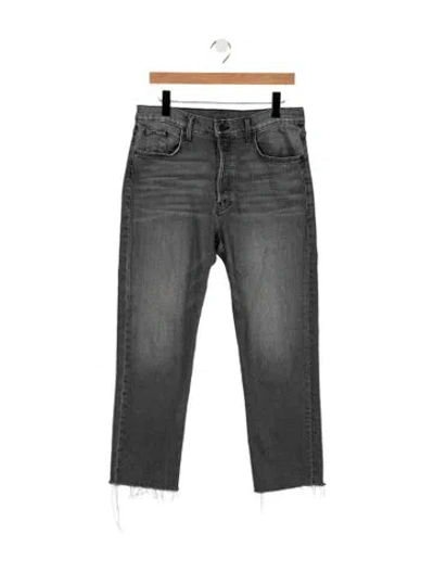 Pre-owned Mother High-rise Straight Leg Jeans In Black