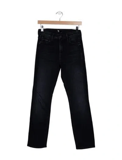 Pre-owned Mother High-rise Straight Leg Jeans In Black
