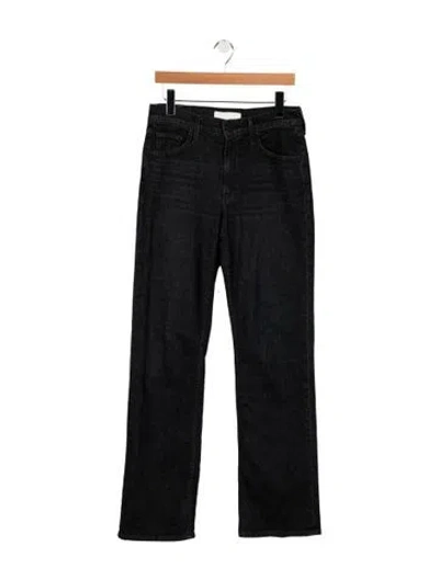 Pre-owned Mother High-rise Straight Leg Jeans In Black