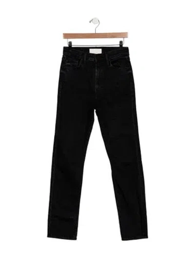 Pre-owned Mother High-rise Straight Leg Jeans In Black