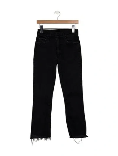 Pre-owned Mother High-rise Straight Leg Jeans In Black