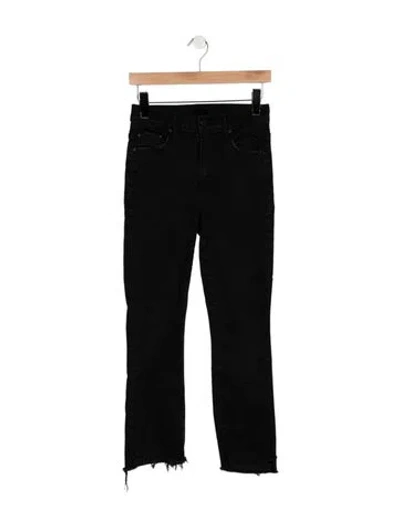 Pre-owned Mother High-rise Straight Leg Jeans In Black